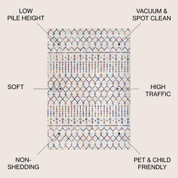 Moroccan Hype Boho Vintage Diamond Area Rug Cream/Multi